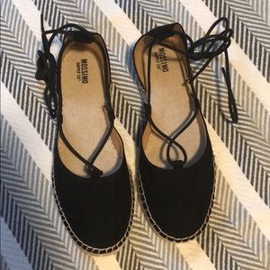 Mossimo Supply Co black suede tie up espadrilles